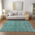 5' X 8' Dark Green And Aqua Oriental Washable Indoor Outdoor Area Rug