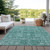 5' X 8' Dark Green And Aqua Oriental Washable Indoor Outdoor Area Rug