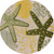 5' Green Yellow Ivory And Dark Green Round Starfish Indoor Outdoor Area Rug