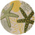 5' Green Yellow Ivory And Dark Green Round Starfish Indoor Outdoor Area Rug