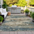 5' X 8' Teal Blue And Beige Abstract Washable Indoor Outdoor Area Rug