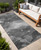 8' Runner Gray Abstract Washable Non Skid Indoor Outdoor Runner Rug Transitional Style - Gray Color