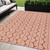 5' X 8' Coral And Beige Ogee Washable Indoor Outdoor Area Rug