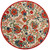 5' Red Gold Teal Blue And Green Round Floral Indoor Outdoor Area Rug