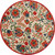 5' Red Gold Teal Blue And Green Round Floral Indoor Outdoor Area Rug