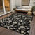 5' X 8' Black Beige And Ivory Floral Washable Indoor Outdoor Area Rug