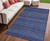 5' X 8' Navy Blue Striped Washable Non Skid Indoor Outdoor Area Rug