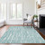 3' X 5' Teal Blue And Ivory Abstract Washable Indoor Outdoor Area Rug Transitional Style - Teal Blue, Ivory Color