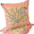 Set of Two 16" X 16" Yellow and Peach Peacock Blown Seam Floral Indoor Outdoor Throw Pillow