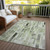 3' X 5' Green And Gray Striped Washable Indoor Outdoor Area Rug - Green, Gray