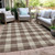 3' X 5' Brown And Beige Plaid Washable Indoor Outdoor Area Rug