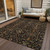 3' X 5' Black Brown And Red Floral Washable Indoor Outdoor Area Rug - Black, Brown, Red