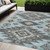 5' X 8' Teal Blue And Charcoal Tribal Washable Indoor Outdoor Area Rug