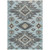 5' X 8' Teal Blue And Charcoal Tribal Washable Indoor Outdoor Area Rug