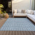 5' X 8' Denim Blue And Ivory Geometric Washable Indoor Outdoor Area Rug - Denim Blue, Ivory
