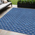 5' X 8' Blue And Ivory Geometric Washable Indoor Outdoor Area Rug Transitional Style - Blue, Ivory Color