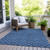 5' X 8' Blue And Ivory Geometric Washable Indoor Outdoor Area Rug Transitional Style - Blue, Ivory Color