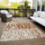 3' X 5' Orange And Ivory Abstract Washable Indoor Outdoor Area Rug Transitional Style - Orange, Ivory Color