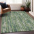 5' X 8' Green And Ivory Striped Washable Indoor Outdoor Area Rug Transitional Style - Green, Ivory Color