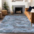 5' X 8' Denim Blue And Blue Abstract Washable Indoor Outdoor Area Rug - Denim Blue, Blue