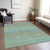 3' X 5' Teal Blue Striped Washable Indoor Outdoor Area Rug - Teal Blue