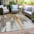 3' X 5' Ivory And Gold Abstract Washable Indoor Outdoor Area Rug