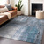 5' X 8' Blue Gray And Ivory Abstract Washable Indoor Outdoor Area Rug - Blue, Gray, Ivory