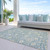 5' X 8' Sky Blue And Beige Floral Washable Indoor Outdoor Area Rug