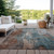 5' X 8' Rust And Teal Blue Abstract Washable Indoor Outdoor Area Rug
