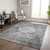 5' X 8' Gray Charcoal And Silver Oriental Washable Indoor Outdoor Area Rug - Gray, Charcoal, Silver