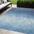 5' X 8' Denim Blue And Ivory Damask Washable Indoor Outdoor Area Rug - Denim Blue, Ivory