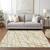 3' X 5' Gold And Ivory Abstract Washable Indoor Outdoor Area Rug