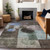 5' X 8' Brown Blue And Green Geometric Washable Indoor Outdoor Area Rug