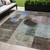 5' X 8' Brown Blue And Green Geometric Washable Indoor Outdoor Area Rug