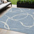 5' X 8' Denim Blue And Ivory Abstract Washable Indoor Outdoor Area Rug Transitional Style - Denim Blue, Ivory Color