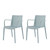 Set of Two Baby Blue Heavy Duty Plastic Outdoor Stacking Arm Chairs