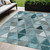 5' X 8' Teal Blue Aqua And Gray Geometric Washable Indoor Outdoor Area Rug