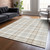 5' X 8' Linen And Brown Plaid Washable Indoor Outdoor Area Rug