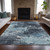 5' X 8' Blue And Ivory Abstract Washable Indoor Outdoor Area Rug - Blue, Ivory