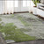 5' X 8' Olive Green Artichoke Green And Fern Green Abstract Washable Indoor Outdoor Area Rug