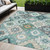 5' X 8' Teal Blue Beige And Ivory Southwestern Washable Indoor Outdoor Area Rug