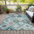 5' X 8' Teal Blue Beige And Ivory Southwestern Washable Indoor Outdoor Area Rug