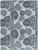9' X 12' Navy Blue And Ivory Floral Indoor Outdoor Area Rug