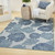 5' X 7' Navy Blue Ivory And Blue Floral Indoor Outdoor Area Rug