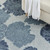 5' X 7' Navy Blue Ivory And Blue Floral Indoor Outdoor Area Rug