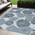 5' X 7' Navy Blue Ivory And Blue Floral Indoor Outdoor Area Rug