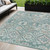 5' X 8' Pale Aqua And Copper Floral Medallion Washable Indoor Outdoor Area Rug