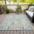 5' X 8' Sage Artichoke Green And Gold Abstract Washable Indoor Outdoor Area Rug