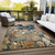 3' X 5' Beige and Blue Abstract Washable Indoor Outdoor Area Rug