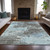 3' X 5' Taupe And Sky Blue Abstract Washable Indoor Outdoor Area Rug